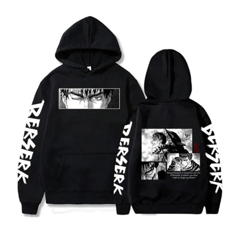 Berserk Guts Hoodies – Japanese Anime Streetwear Pullover for Men & Women