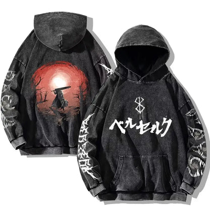 Berserk Washed Hoodies – Vintage Gothic Streetwear Inspired by Guts