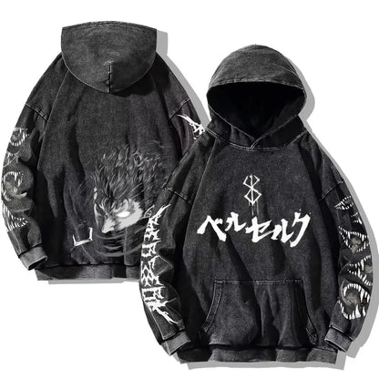 Berserk Washed Hoodies – Vintage Gothic Streetwear Inspired by Guts