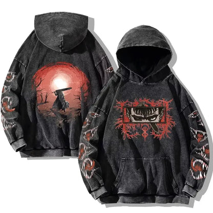 Berserk Washed Hoodies – Vintage Gothic Streetwear Inspired by Guts