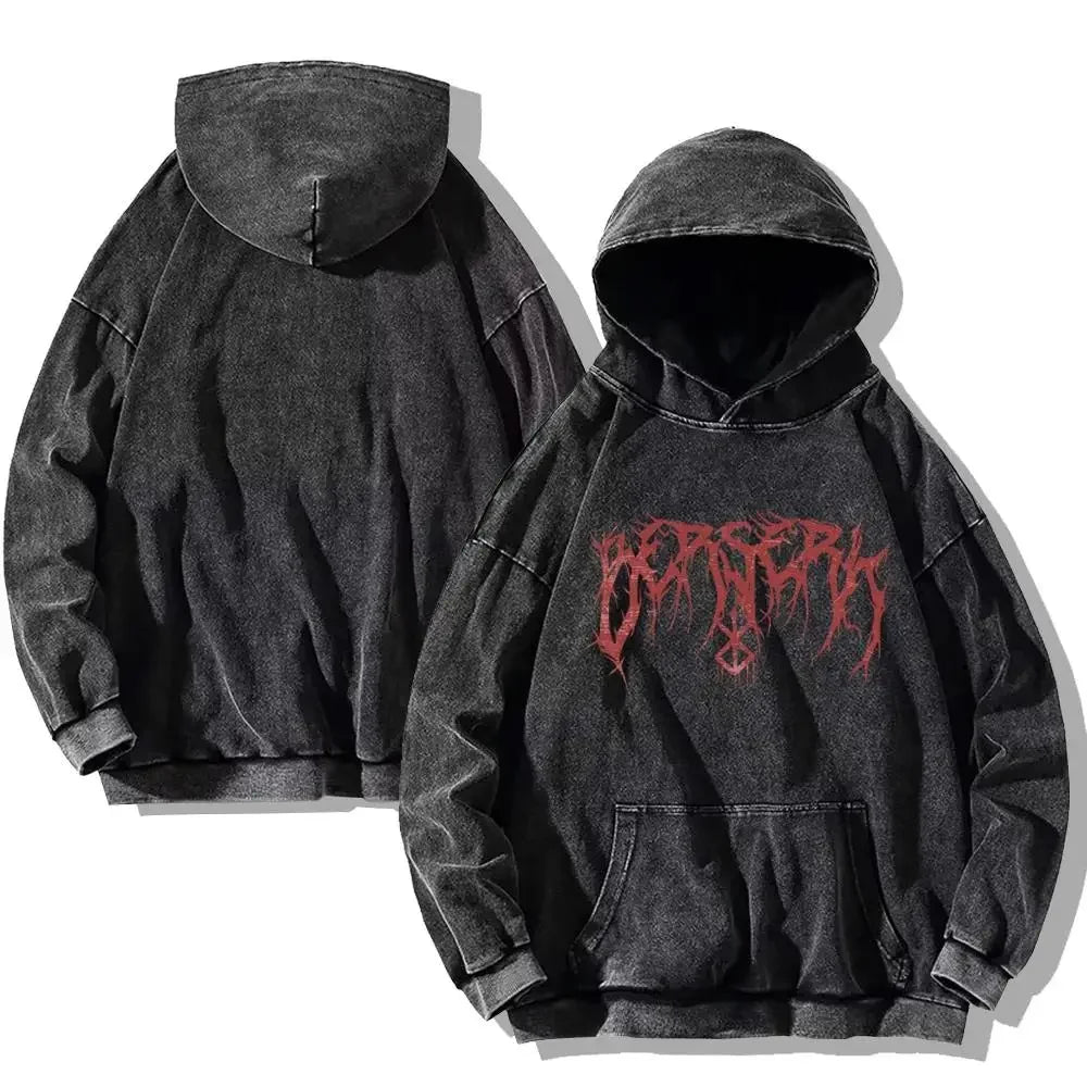 Berserk Washed Hoodies – Vintage Gothic Streetwear Inspired by Guts