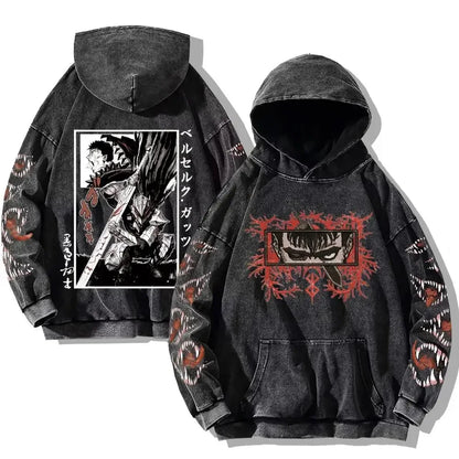 Berserk Washed Hoodies – Vintage Gothic Streetwear Inspired by Guts