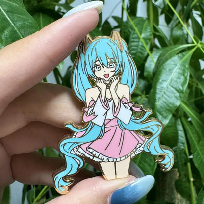Hatsune Miku Metal Badge – Enamel-Style Brooch Accessory