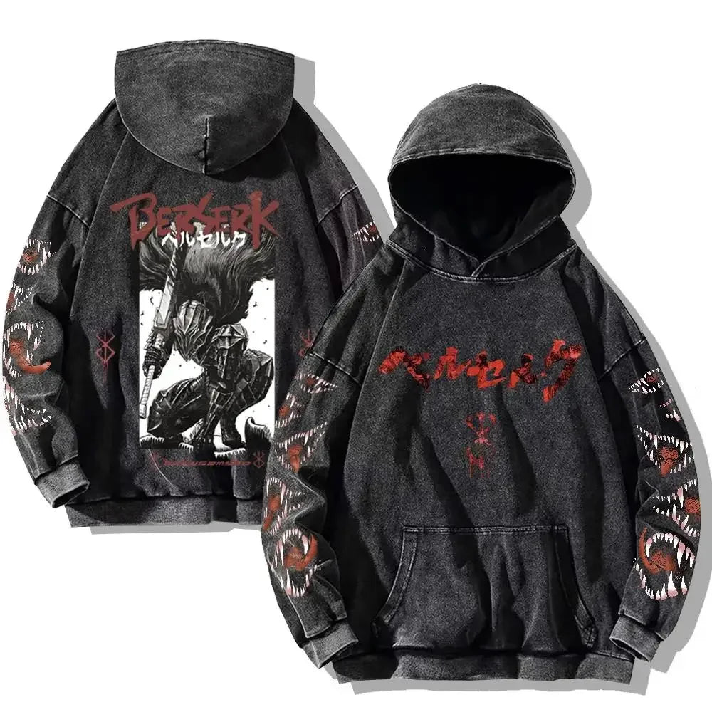 Berserk Washed Hoodies – Vintage Gothic Streetwear Inspired by Guts