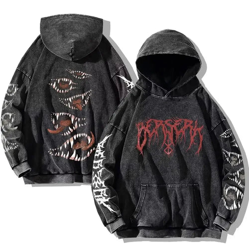 Berserk Washed Hoodies – Vintage Gothic Streetwear Inspired by Guts