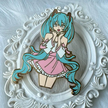 Hatsune Miku Metal Badge – Enamel-Style Brooch Accessory