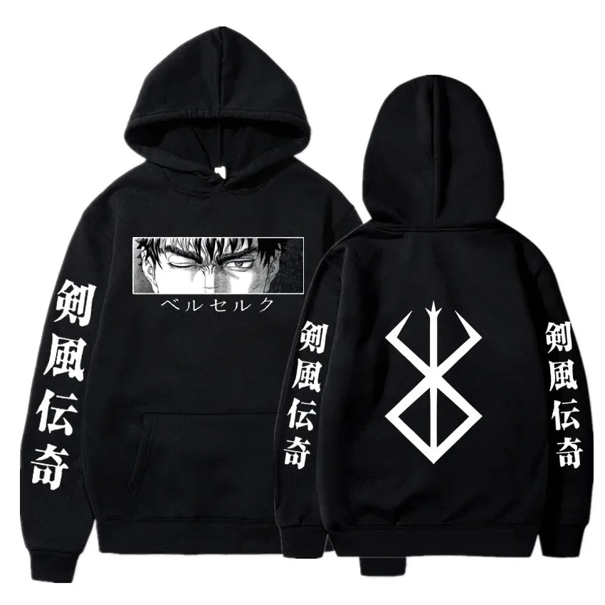 Berserk Guts Hoodies – Japanese Anime Streetwear Pullover for Men & Women