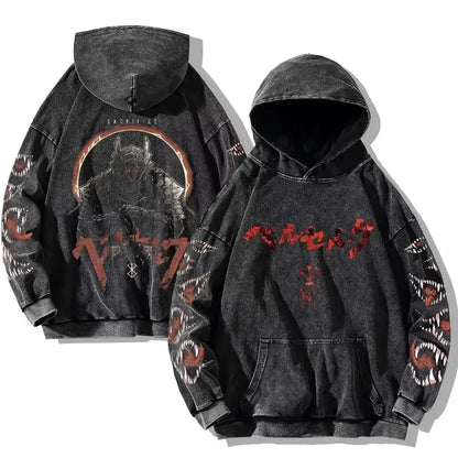 Berserk Washed Hoodies – Vintage Gothic Streetwear Inspired by Guts