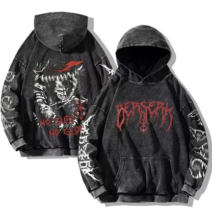 Berserk Washed Hoodies – Vintage Gothic Streetwear Inspired by Guts