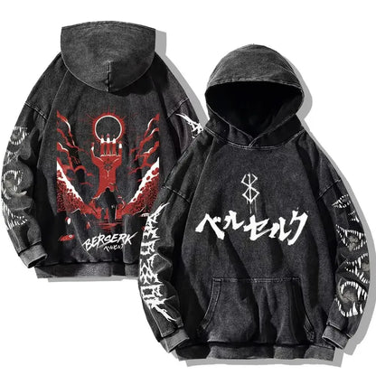 Berserk Washed Hoodies – Vintage Gothic Streetwear Inspired by Guts