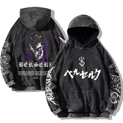 Berserk Washed Hoodies – Vintage Gothic Streetwear Inspired by Guts